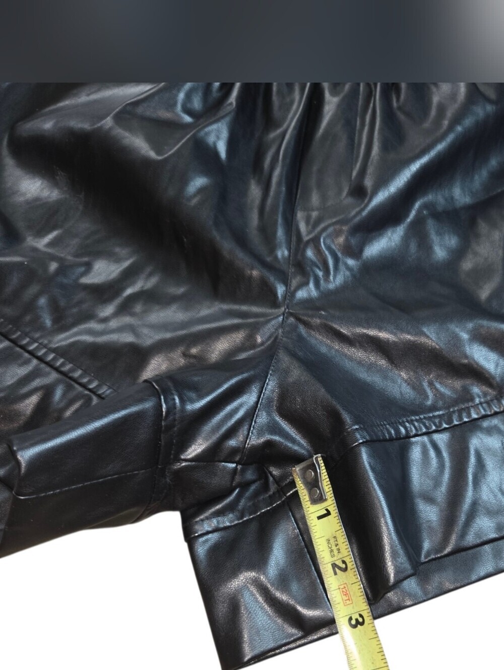 High Waist Black Faux Leather Shorts - Women - Picture 3 of 7